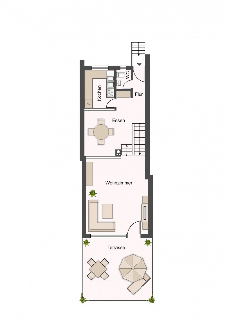 Erdgeschoss Reihenmittelhaus Korb