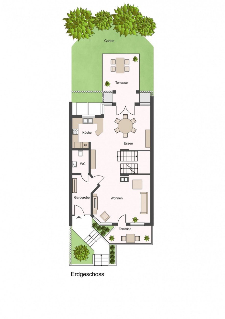 Grundriss EG Reihenmittelhaus Korb