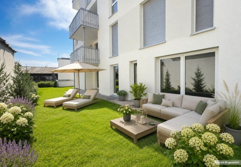 KI-Visualisierung Garten Winnenden Erdgeschosswohnung RESERVIERT: Gartenidylle mitten in der Stadt - sofort bezugsfertig!