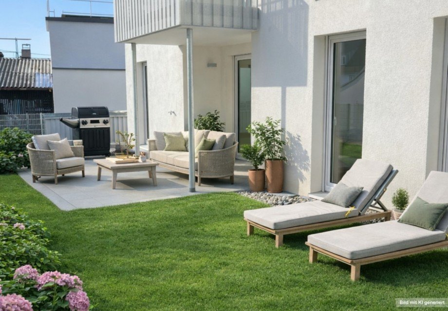 KI-Visualisierung Garten Erdgeschosswohnung Winnenden