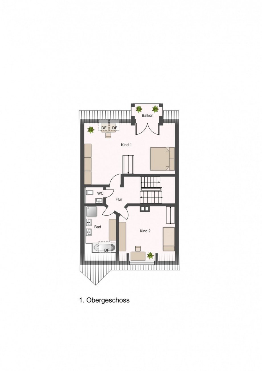 Grundriss OG Reihenmittelhaus Korb