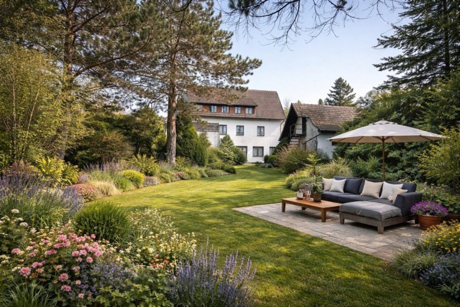 Gartenbeispiel-KI generiert Einfamilienhaus Waiblingen